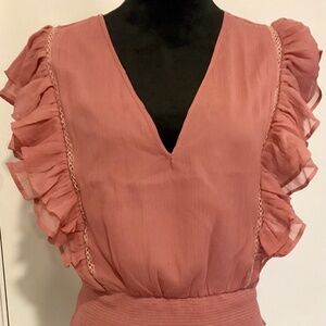NWOT Buffalo Dave Biton Coral Ruffled Blouse